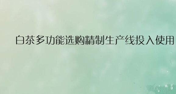 拥有国家专利，国内首创！白茶多功能选购精制生产线投入使用