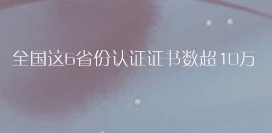 全国这6省份认证证书数超10万