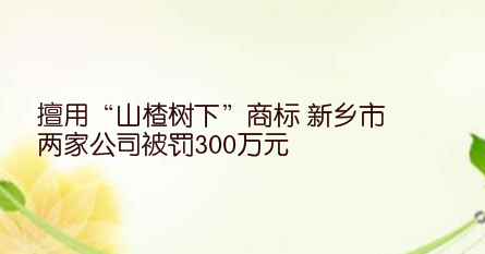 擅用“山楂树下”商标 新乡市两家公司被罚300万元